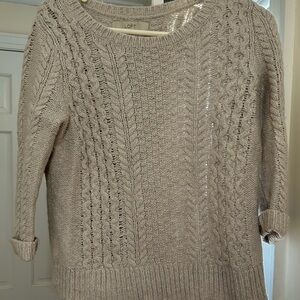 LOFT Women's Cream Cable Knit Sweater